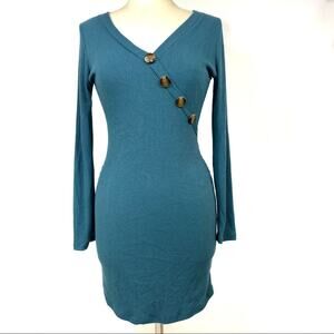 Alya Francesca's Bodycon Ribbed Stretch V-Neck Dress Medium NWT